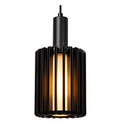 Suspension moderne noire sur barre, 5 abat-jour cylindriques E27, Lucide pas cher