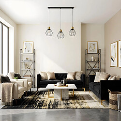 Acheter Luminex Suspension industrielle noire et dorée Parkla, 3 abat-jour filaires, 3x E27