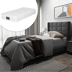 Avis STILVORA Lit simple rembourré 90/200 cm gris en lin avec sommier et matelas à ressorts