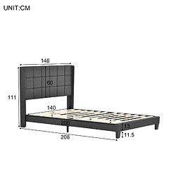 Avis STILVORA Lit double rembourré 140/200 cm gris en lin avec matelas à ressorts ensachés et sommier
