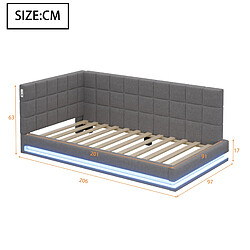 STILVORA Canapé-lit 90/200 cm gris en lin avec LED USB et sommier à lattes pas cher