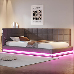 Avis STILVORA Canapé-lit 90/200 cm gris en lin avec LED USB et sommier à lattes