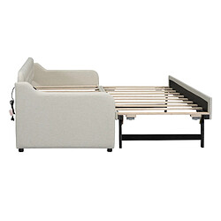 Acheter STILVORA Canapé-lit 90/200 cm beige en lin avec lit gigogne et port USB