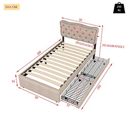 Acheter STILVORA Lit rembourré 90/200 cm beige brun en MDF avec tête de lit réglable