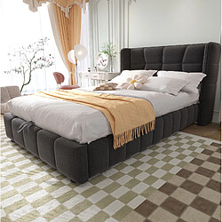 Acheter STILVORA Lit enfant 90/200 cm gris en tissu avec rangement relevable