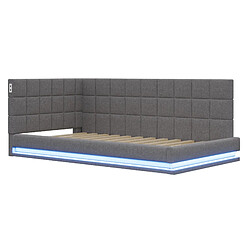Acheter STILVORA Canapé-lit 90/200 cm gris en lin avec LED USB et sommier à lattes