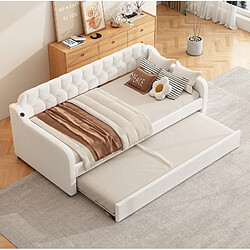 Avis STILVORA Canapé-lit 90/200 cm beige en lin avec lit gigogne et port USB