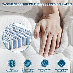 Acheter STILVORA Lit simple rembourré 90/200 cm bleu en lin avec sommier à lattes et matelas à ressorts