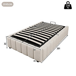 Acheter STILVORA Lit rembourré 90/200 cm beige en lin avec rangement hydraulique