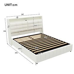 STILVORA Lit plateforme 160/200 cm blanc en PU avec LED USB et tête de lit réglable pas cher