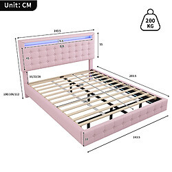 STILVORA Lit 140/200 cm rose en PU avec LED et tête de lit réglable pas cher