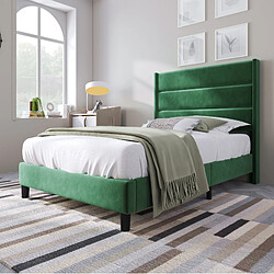 Avis STILVORA Lit rembourré 90/200 cm vert foncé en velours avec matelas 7 zones