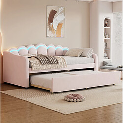 Avis STILVORA Lit de jour 90/200 cm rose en velours avec lit gigogne et LED