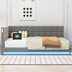Acheter STILVORA Canapé-lit 140/200 cm gris en lin avec LED USB et sommier à lattes