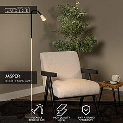 Avis Lampadaire de lecture minimaliste beige et noir, bras flexible, GU10 25W, JASPER Lucide