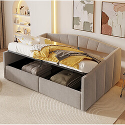 Avis STILVORA Canapé-lit 140/200 cm gris clair en velours avec rangement hydraulique