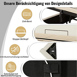 STILVORA Lit rembourré 160/200 cm blanc en PU avec LED 360° et rangement pas cher