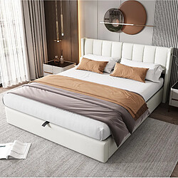 Avis STILVORA Lit rembourré 160/200 cm blanc en PU avec LED USB et tête de lit réglable