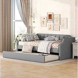 Acheter STILVORA Lit de jour 90/200(190) cm gris en coton lin avec lit gigogne