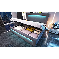 Avis STILVORA Lit double 140/200 cm gris en velours avec LED rangement et matelas