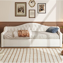 Acheter STILVORA Lit de jour 90/200 cm beige en lin avec LED et rangement