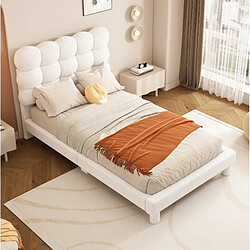 STILVORA Lit simple 90/200 cm blanc en peluche avec tête de lit réglable pas cher