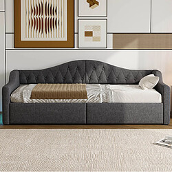 Acheter STILVORA Lit de jour 90/200 cm gris en lin avec LED et rangement