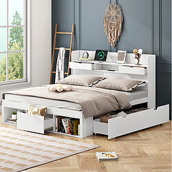 Avis STILVORA Lit 160/200 cm blanc en pin avec USB rangement et tiroirs