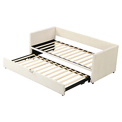 Acheter STILVORA Canapé-lit 90/200 cm beige en tissu rembourré avec lit gigogne