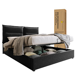 Acheter STILVORA Lit double 140/200 cm noir en bois et acier inoxydable avec tête réglable