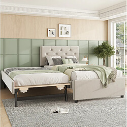 Avis STILVORA Lit rembourré 90/200 cm beige en velours avec lit gigogne et sommier