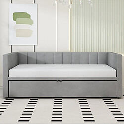 Acheter STILVORA Canapé-lit 90/200 cm gris en tissu rembourré avec lit gigogne