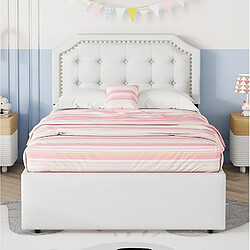 Avis STILVORA Lit 90/200 cm beige clair en MDF avec tête de lit réglable et tiroirs