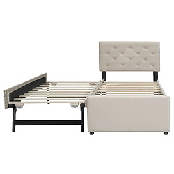 Acheter STILVORA Lit rembourré 90/200 cm beige en velours avec lit gigogne et sommier