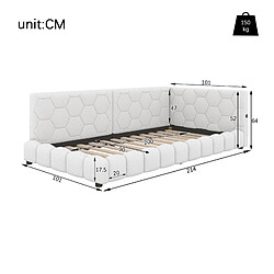 STILVORA Daybed 90/200 cm blanc en velours avec LED 16 couleurs et ports USB Type-C pas cher