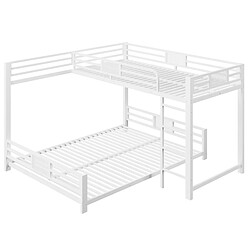 Acheter Lit Superposé en L Modenvie 90x200 et 140x200 gain de place métal blanc
