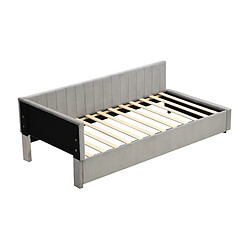 Acheter STILVORA Lit de jour 90/200 cm gris en tissu velours avec dossier réversible
