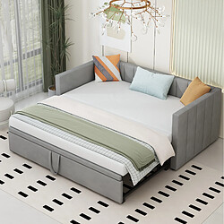 Avis STILVORA Canapé-lit 90/200 cm gris en tissu rembourré avec lit gigogne