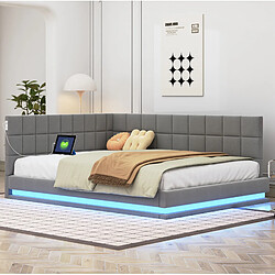 Avis STILVORA Canapé-lit 140/200 cm gris en lin avec LED USB et sommier à lattes