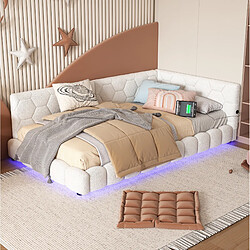 Avis STILVORA Daybed 90/200 cm blanc en velours avec LED 16 couleurs et ports USB Type-C