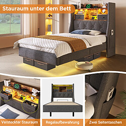 STILVORA Lit double 140/200 cm gris en lin avec LED tête de lit et matelas pas cher