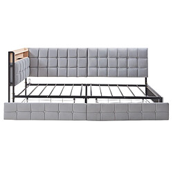 Acheter STILVORA Canapé-lit 90/200 cm gris en tissu avec LED USB et 2 tiroirs