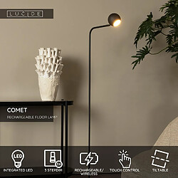 Avis Lampadaire LED moderne noir à batterie, spot orientable 3W, tactile - Lucide COMET