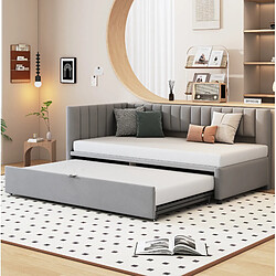 Avis STILVORA Canapé-lit 90/200 cm gris en velours avec lit gigogne convertible