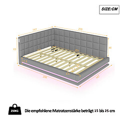 STILVORA Canapé-lit 140/200 cm gris en lin avec LED USB et sommier à lattes pas cher
