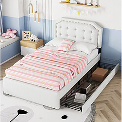 Acheter STILVORA Lit 90/200 cm beige clair en MDF avec tête de lit réglable et tiroirs