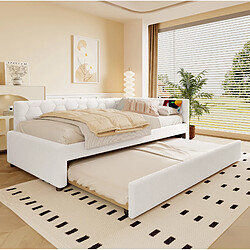 Acheter STILVORA Lit de jour 90/200 cm blanc en bouclette avec lit gigogne et ports USB