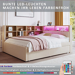 STILVORA Canapé-lit 140/200 cm beige en flanelle avec lit gigogne LED et rangements pas cher