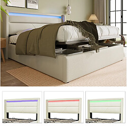 Acheter STILVORA Lit coffre 160/200 cm blanc en PU avec LED et matelas inclus