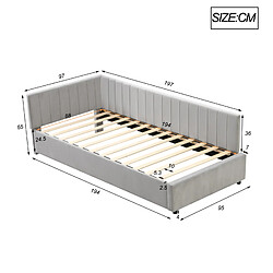 STILVORA Lit de jour 90/200 cm gris en tissu velours avec dossier réversible pas cher